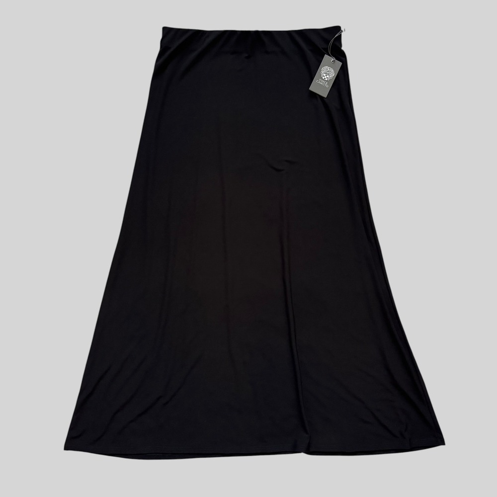 Vince Camuto Womens Black Elastic Waist Maxi Skirt L 12 14 NWT Sleek Minimalist